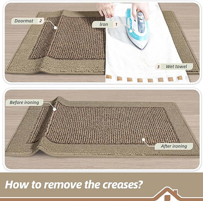 BEQHAUSE Indoor Door Mat 20" x 48", Dirt Trapper Door Mats Non-Slip Entryway Rugs Washable, Resist Dirt Absorbent Welcome Mat, Low Profile Floor Mats for Front Back Door and Entryway, Taupe