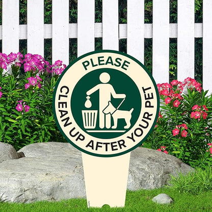 Please Clean Up After Your Pet Sign 9"x17", Heavy Duty Integrated Ground Stakes, Indoor/Outdoor Use, Rust Free Aluminum Composite, Made in USA by My Sign center