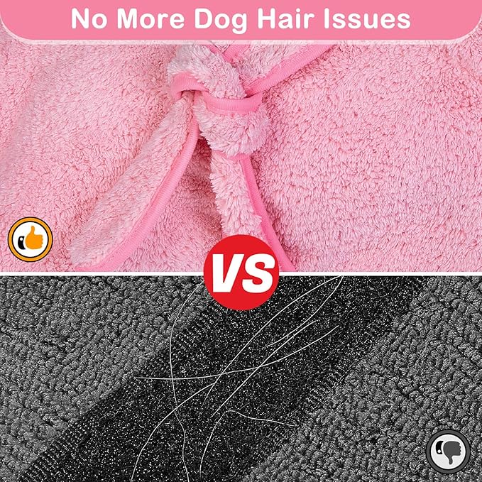 Bienbee Soft Dog Bathrobe，Super Absorbent & Quick-Drying Dog Robe with Hood, Cozy Drying Coat for After Bath, Pink XL