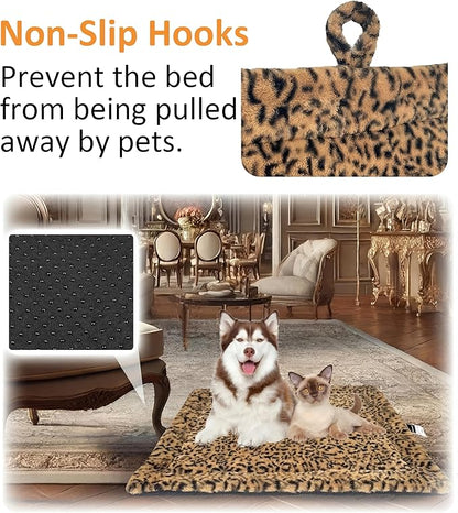 Self Warming Cat Pad for Cats and Small Dogs, Non Electric Thermal Pet Mat, Washable Soft Sleeping Mat with Non Slip Backing, Indoor & Sheltered Outdoor Use, 22 x 18 in, Brown/Black