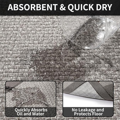 Kitchen Runner Rugs Non Slip Washable, Super Absorbent Kitchen Mats for Floor, Rubber Backing Jute-Like Braid Long Sink Mat Standing Floor Mat, Machine Washable, Gray 17"x59"