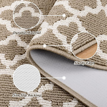U'Artlines Runner Rug for Hallway 2×6feet Non Slip Kitchen Floor Carpet Runners Beige Geometric Pattern Machine Washable Area Rug for Entryway Bathroom