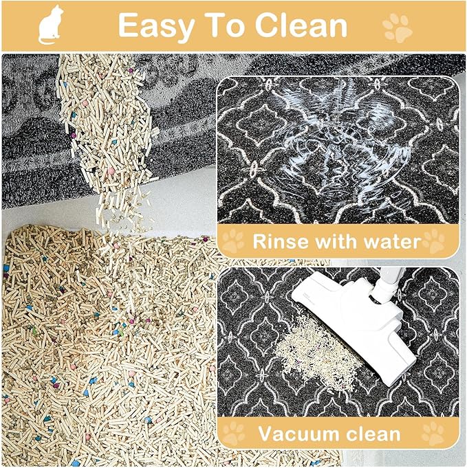 Glittme Premium Cat Litter Mat 33"x22" - Non-Slip & Waterproof Litter Trapping Mat for Litter Boxes - Soft Mesh Kitty Sand Catcher Pad Easy to Clean & Washable Floor Protector