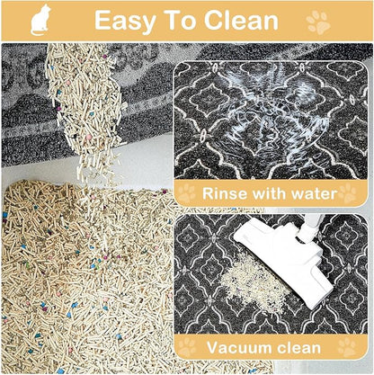 Glittme Premium Cat Litter Mat 33"x22" - Non-Slip & Waterproof Litter Trapping Mat for Litter Boxes - Soft Mesh Kitty Sand Catcher Pad Easy to Clean & Washable Floor Protector