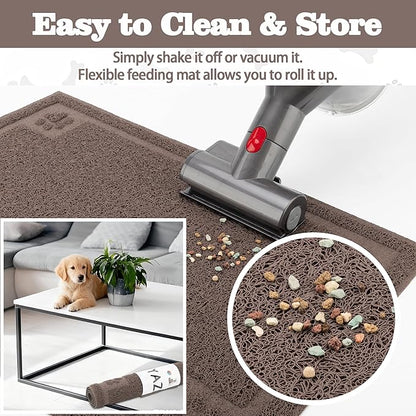 Darkyazi Pet Feeding Mat Large for Dogs and Cats,24"×16" Flexible and Easy to Clean Feeding Mat,Best for Non Slip Waterproof Feeding Mat. (Coffee)