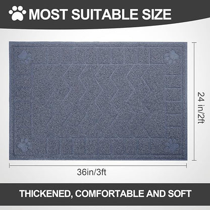 Cat Litter Mat, Litter Trapping Mat Soft on Kitty Paws, 35" x 26" Kitten Litter Box Mat for Cleaner Floors, Waterproof, Easy Clean, Durable Large Size Cat Litter Pad for Kitten