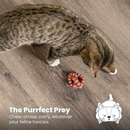 Catstages Plaque Away Pretzel Cat Toy – Interactive Catnip Dental Chew Toy to Help Clean Teeth, Fun for Play and Chewing, Orange