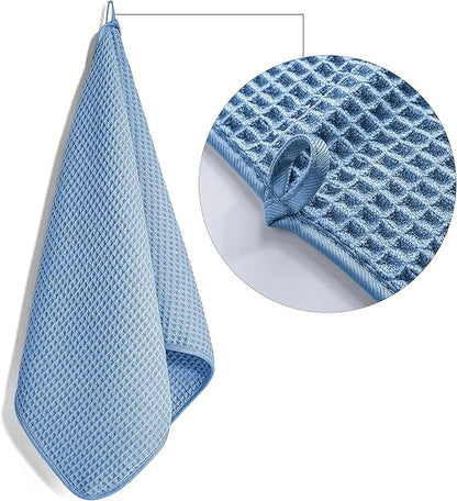 POLYTE 430 GSM Microfiber Lint Free Hand Towel, 16 x 30 in, 4 Pack (Waffle Weave)