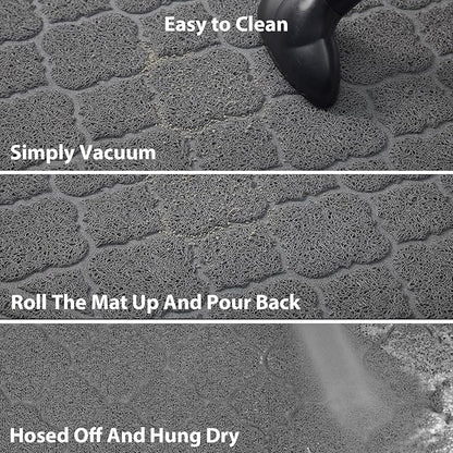 WePet Cat Litter Box Mat, Kitty Premium PVC Pad, Durable Trapping Rug, Phthalate Free, Urine-Resistant, Scatter Control, XXL 47 x 36 Inch, Grey