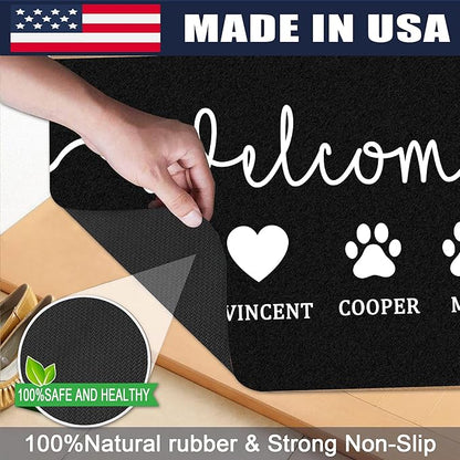 Custom Doormat with Name Pets Personalized Entryway Door Mat Front Door Mat for Outdoor Decor Entrance Mat Customised Rug Christmas Housewarming Gift with Anti-Slip Backing