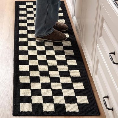 GRANNY SAYS Kitchen Mats for Floor, Kitchen Rugs Non Slip Washable, Runner Rugs for Kitchen Floor, 59" x 17.7", Stain Resistant Comfort Standing Mat Made of 100% Polypropylene, Black