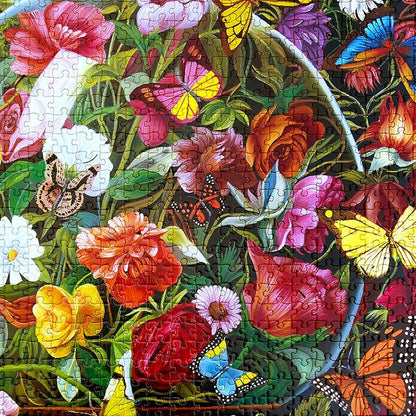 eeBoo 1000 Piece Puzzle - Butterfly Still Life Jigsaw Puzzle for Adults, Square 23" x 23" Made with Recycled Board & Vegetable-Based Ink