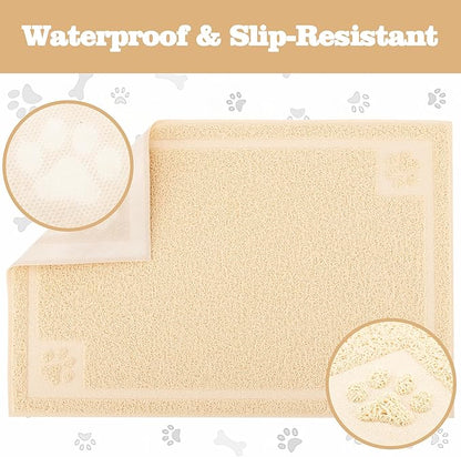 Darkyazi Pet Feeding Mat Large for Dogs and Cats,24"×16" Flexible and Easy to Clean Feeding Mat,Best for Non Slip Waterproof Feeding Mat. (Beige)