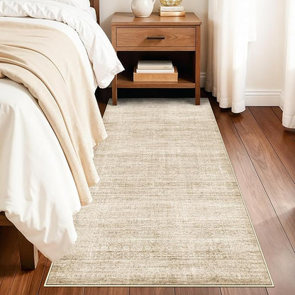 Washable 3x6 Entryway Area Rugs: Abstract Water-Resistant Kitchen Rug Low Pile Soft Beside Carpet for Bedroom Nursery Anti-Slip Bathroom Runner Rug Distressed Hallway Floor Mat(3x6,Neutral/Beige)