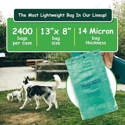 Header Pet Waste Station Bags - 2,400pcs of 8" x 13" Hanging Dog Waste Station Bags - Light, Durable, & Opaque Design - Single-Pull & Easily Disposable Refills