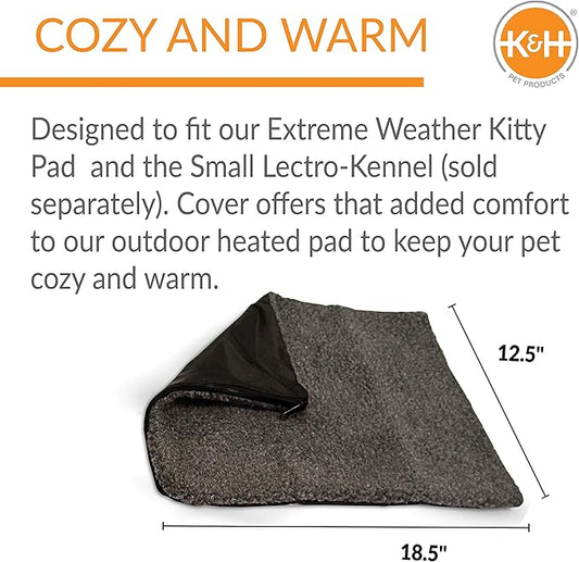 K&H Pet Products Extreme Weather Kitty Pad / Small Lectro-Kennel Outdoor Heated Pad Replacement Cover, Zipper Closure, Soft & Breathable - 18.5 X 12.5in Gray Fleece (Heated Pads Sold Separately)