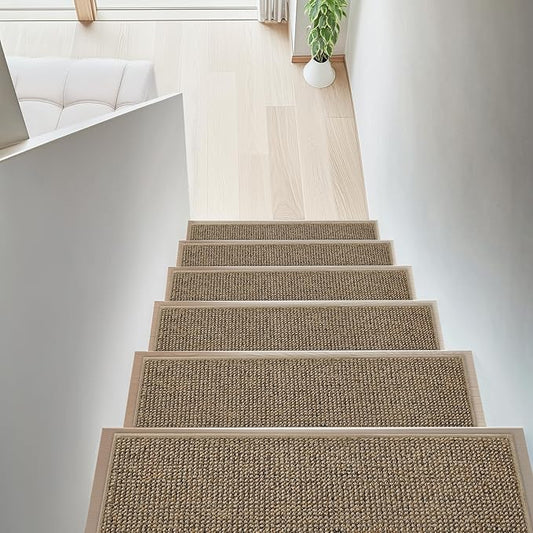 BEQHAUSE Stair Treads for Wooden Steps 28inX9in, Carpet Stair Treads Non Slip Indoor, Machine Washable Stair Runners for Kids Elders and Pets, Carpet for Stair Rugs Mat, TPE Backing, 4pcs, Taupe