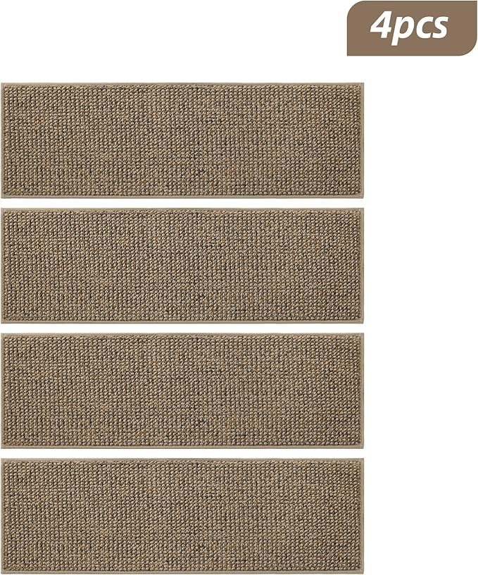 BEQHAUSE Stair Treads for Wooden Steps 28inX9in, Carpet Stair Treads Non Slip Indoor, Machine Washable Stair Runners for Kids Elders and Pets, Carpet for Stair Rugs Mat, TPE Backing, 4pcs, Taupe