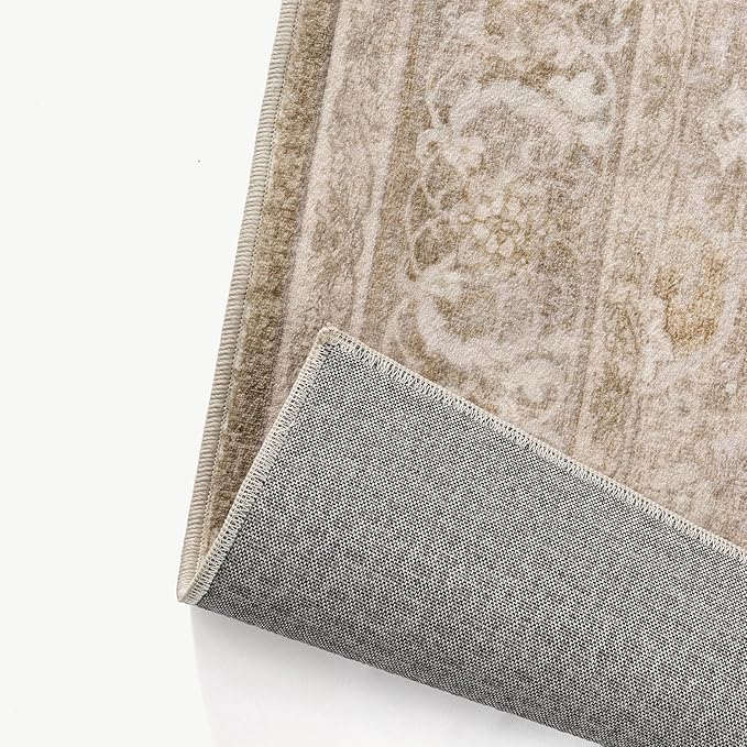 Brown 2x6 Runner Rug Hallway Washable Vintage Carpet Kitchen Long Small Indoor Non Slip Soft Low Pile Thin Stain Resistant Distressed Accent Throw Rug for Bedroom Laundry Office Living Room