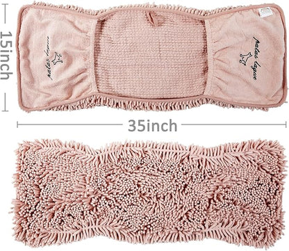 Patas Lague 2 Pack Absorbent Dog Towel for Drying Dogs Large, 35''x15'' Extra Large Microfiber Quick Drying Pet Bath Towel with Hand Pockets, Machine Washable Pet Shammy Blue Pink