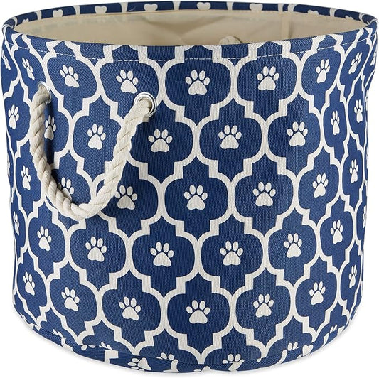 Bone Dry 6192 Pet Storage Collection Lattice Paw Print, Medium Round, Nautical Blue