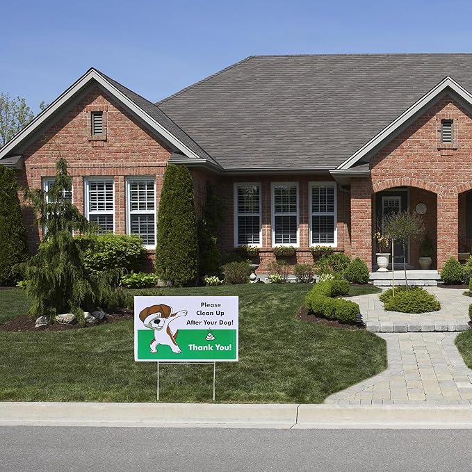 Mr. Pen- No Pooping Dog Signs for Yard, Clean Up After Your Dog Signs with H-Stake Stand, Waterproof