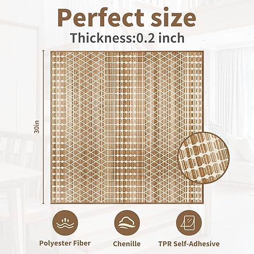 Non-Slip Carpet Stair Treads 1PCS, 30"x30" Peel and Stick Stair Runner for Wooden Steps Indoor, Washable Reusable Adhesive Backing, Pet-Friendly Safety Mats for Kids, Elders, Dogs