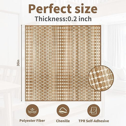 Non-Slip Carpet Stair Treads 1PCS, 30"x30" Peel and Stick Stair Runner for Wooden Steps Indoor, Washable Reusable Adhesive Backing, Pet-Friendly Safety Mats for Kids, Elders, Dogs
