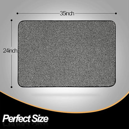 ITSOFT Dirt Trapper Indoor Door Mat & Entrance Rug For Wet Muddy Shoes and Pet Paws, Non-Slip Machine Washable, Shoe Scraper, Absorbent Welcome Dog Mat for Front Door, Entry Way (35x24, Black & White)