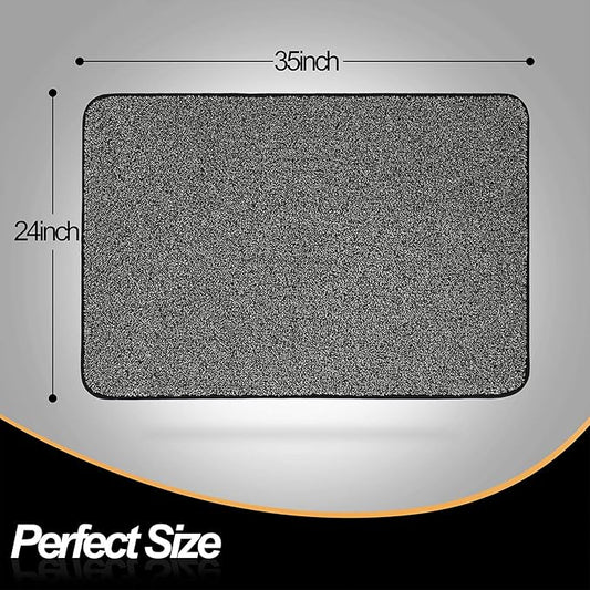ITSOFT Dirt Trapper Indoor Door Mat & Entrance Rug For Wet Muddy Shoes and Pet Paws, Non-Slip Machine Washable, Shoe Scraper, Absorbent Welcome Dog Mat for Front Door, Entry Way (35x24, Black & White)