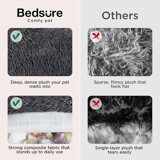Bedsure Calming Dog Bed for Extra Large Dogs - 45in Donut Washable Large Pet Bed, Anti-Slip ＆Removable Cover,420GSM Round Anti-Anxiety Fluffy Plush Faux Fur, Fits up to 100lbs Pets,Plus Version