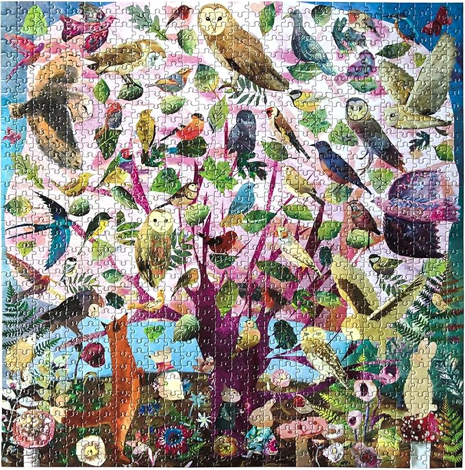 eeBoo 1000 Piece Puzzle - Parliament of Owls Jigsaw Puzzle for Adults, Square 23" x 23" Made with Recycled Board & Vegetable-Based Ink