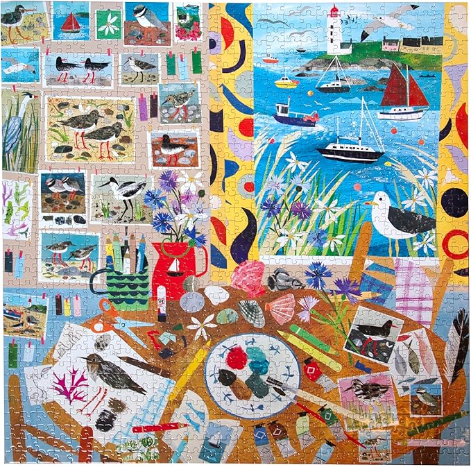 eeBoo 1000 Piece Puzzle - Seabirds Jigsaw Puzzle for Adults, Square 23" x 23" Made with Recycled Board & Vegetable-Based Ink