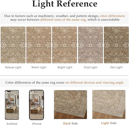 2x6 Runner Rug Brown Washable Hallway Vintage Carpet Kitchen Small Long Non Slip Stain Soft Resistant Low Pile Thin Boho Accent Indoor Throw Rug for Bedroom Laundry Living Room