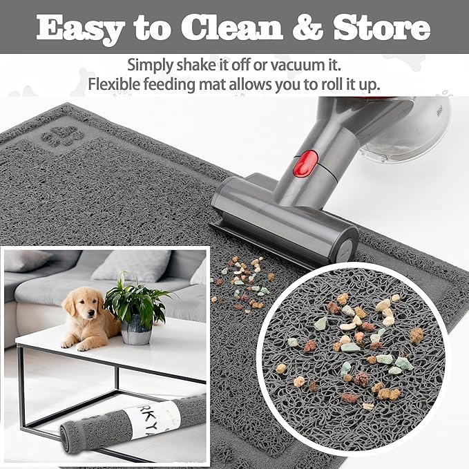 Darkyazi Pet Feeding Mat Large for Dogs and Cats,24"×16" Flexible and Easy to Clean Feeding Mat,Best for Non Slip Waterproof Feeding Mat. (Grey)