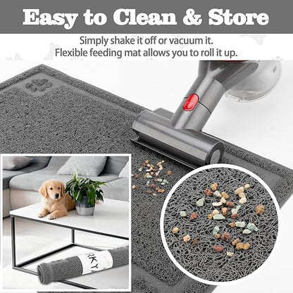 Darkyazi Pet Feeding Mat Large for Dogs and Cats,24"×16" Flexible and Easy to Clean Feeding Mat,Best for Non Slip Waterproof Feeding Mat. (Grey)