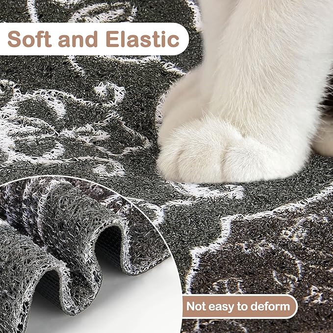 Glittme Cat Litter Mat with Non-Slip Bottom Litter Box Mat 47"X35" Litter Trapping Mat Easy to Clean Washable Cat Food Mat for Kitty,XXL
