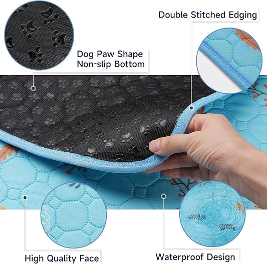 Sunheir Washable Pee Pads for Dogs Extra Large 36" x 48" 2-Pack Reusable Puppy Pads Pet Training Pads, Whelping Pad, Non-Slip Protects Against Urine Leakage (Leaves - Sky Blue, 36x48)