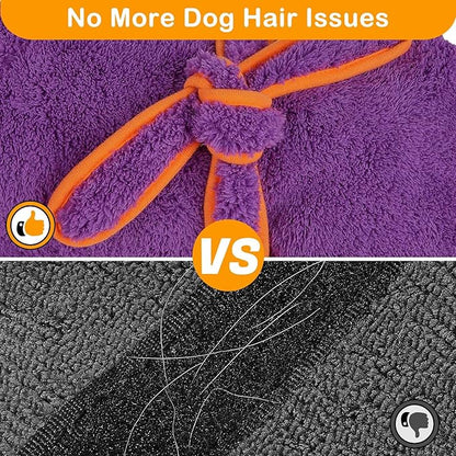 Bienbee Soft Dog Bathrobe，Super Absorbent & Quick-Drying Dog Robe with Hood, Cozy Drying Coat for After Bath, Purple XL