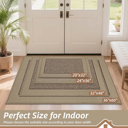 BEQHAUSE Indoor Door Mat 32" x 48", Dirt Trapper Door Mats Non-Slip Entryway Rugs Washable, Resist Dirt Absorbent Welcome Mat, Low Profile Floor Mats for Front Back Door and Entryway, Taupe