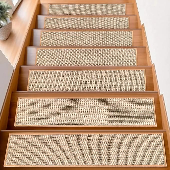 Stair Treads for Wooden Steps Indoor,8" X 30" (4 in Pack) Carpet Stair Treads for Wood Stairs, Machine Washable Stair Runners for Kids Elders and Pets,Beige