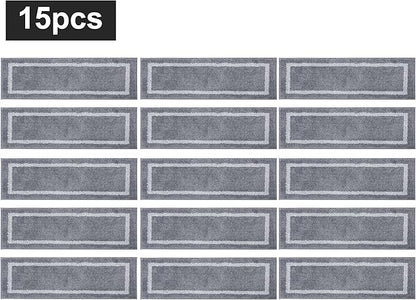COSY HOMEER Soft Stair Treads 15pcs Non-Slip Carpet Mat 28inX9in Indoor Stair Runners for Wooden Steps,Stair Rugs for Kids and Dogs, 100% Polyester TPE Backing Grey,Square