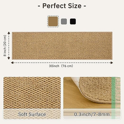 4PCS Non-Slip Stair Treads - 8"x30" Edging Stair Treads for Wooden Steps Washable Peel and Stick Indoor Stairs Tread Rug Stain Resistant Staircase Mat for Kids and Pets (4pc, Brown)