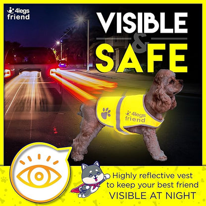 Safety Reflective Vest for Dogs - High Visibility for Outdoor Activity Day and Night, Protect Your Pet from Cars & Hunting Accidents