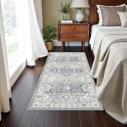 Washable 2x4 Kitchen Sink Rugs: Washable Non-Slip Hardwood Floor Mat for Stove Soft Stain Resistant Carpet Boho Home Decor for High Traffic Area Low-Pile Area Rug for Entryway Foyer(2x4,Grey)