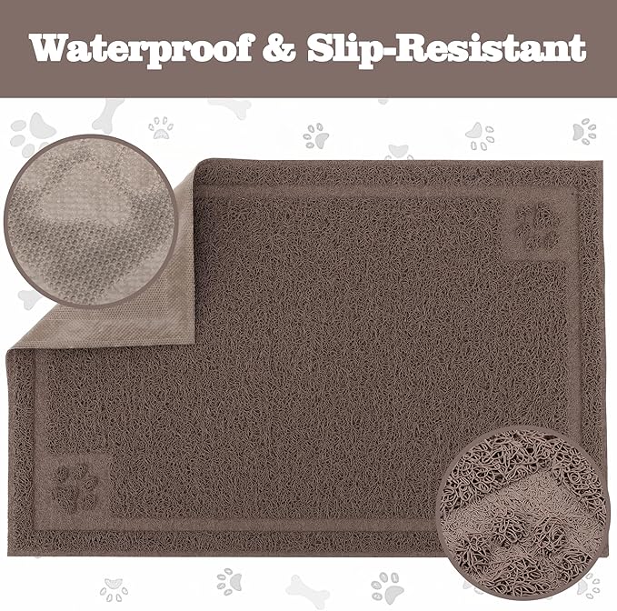 Darkyazi Pet Feeding Mat Large for Dogs and Cats,24"×16" Flexible and Easy to Clean Feeding Mat,Best for Non Slip Waterproof Feeding Mat. (Coffee)