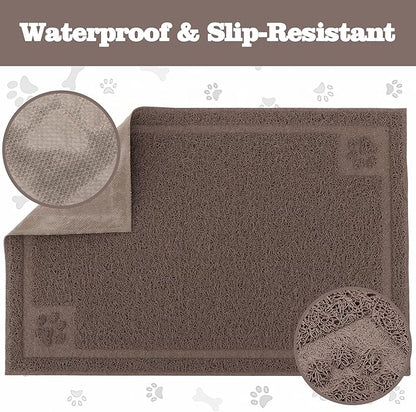 Darkyazi Pet Feeding Mat Large for Dogs and Cats,24"×16" Flexible and Easy to Clean Feeding Mat,Best for Non Slip Waterproof Feeding Mat. (Coffee)