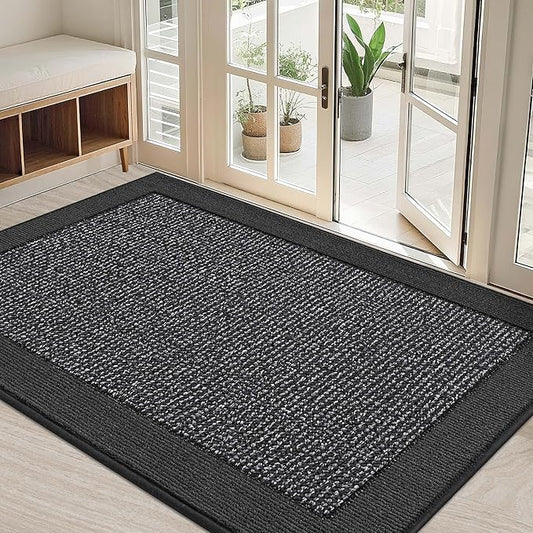 BEQHAUSE Indoor Door Mat 32" x 48", Dirt Trapper Door Mats Non-Slip Entryway Rugs Washable, Resist Dirt Absorbent Welcome Mat, Low Profile Floor Mats for Front Back Door and Entryway, Charcoal