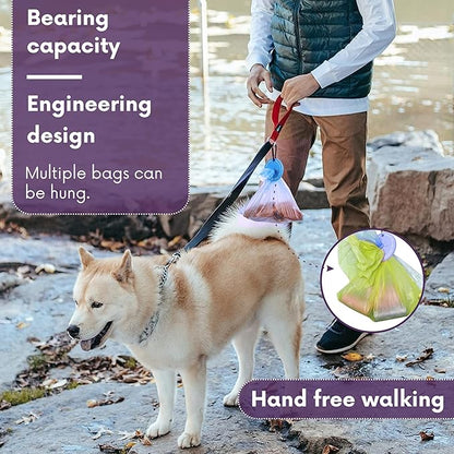Dog Waste Bag Holder with Carabiner Clip - Convenient, Non-Plastic, and Hands-Free Waste Management Solution, Giving back to Charity (Blue/Yellow)