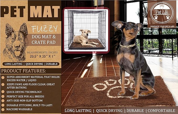 Pet Life ® 'Fuzzy' Quick-Drying Microfiber Anti-Skid and Machine Washable Dog Mat Pet Bed